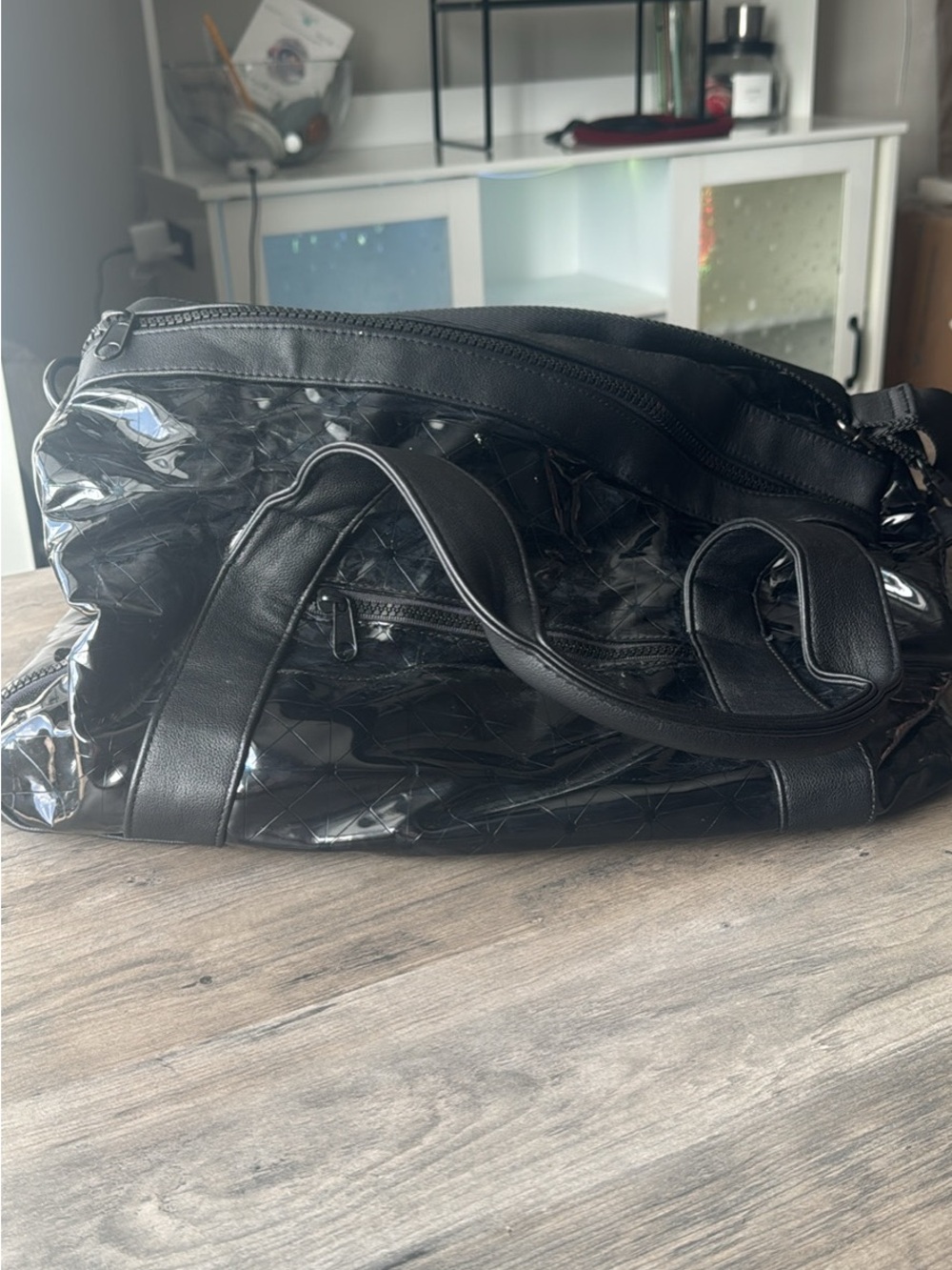 Brandon Blackwood Black Quilted Glossy Duffel Bag